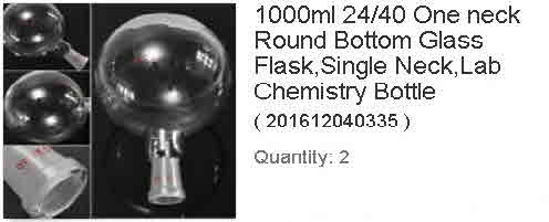 1000ml 24-40 One neck Round Bottom Glass Flask,Single Neck,Lab Chemistry Bottle x2-S