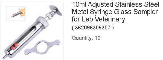 10ml Adjusted Stainless Steel Metal Syringe Glass Sampler-S