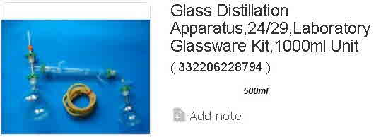 Glass Distillation Apparatus,24-29,Laboratory Glassware Kit,(500) 1000ml Unit-S