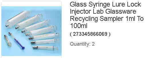 Glass Syringe Lure Lock Injector Lab Glassware Recycling Sampler 1ml To 100ml x2-S
