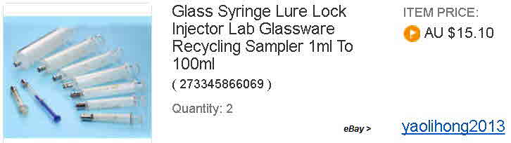 Glass Syringe Lure Lock Injector Lab Glassware Recycling Sampler 1ml To 100ml x2